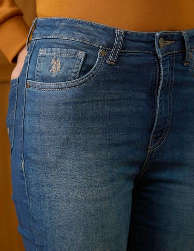 U.S. POLO ASSN. High Rise Extreme Flare Fit Jeans (UWAW25JEN440_Blue_36)