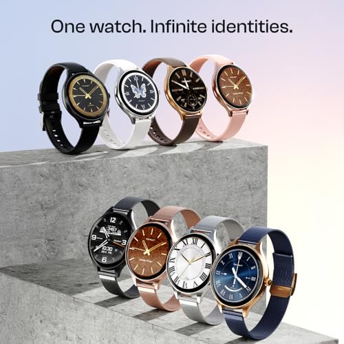 Fire-Boltt Phoenix Air Smart Watch 1.26” Round Display, Rotating Button, Wireless Charging, Ultra Lightweight Metal Body, Bluetooth Calling, Smartwatch with Silicone & Mesh Steel Straps Rose Metal