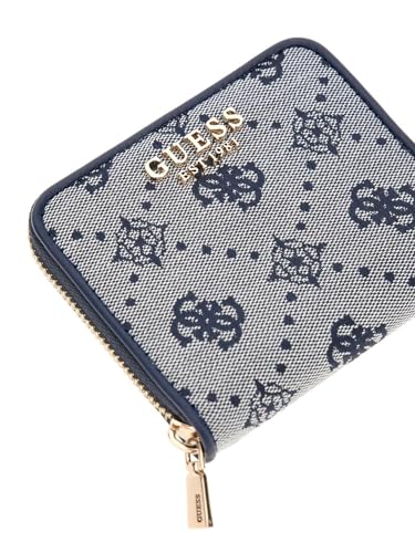 GUESS Navy Logo Printed Neda Small Zip Around Wallet