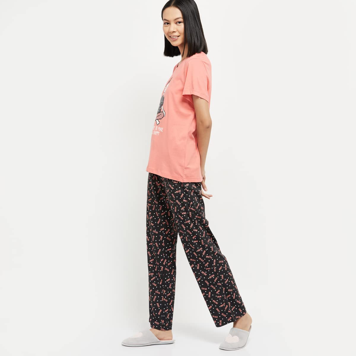 Max Women's Cotton Printed Lounge Sets (SU22CS03_Peach_XL)