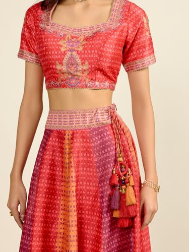 Aarke Ritu Kumar Red Sweatheart Neck Blouse With Lehenga And Dupatta
