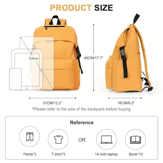 MUCHOVA Stylish Backpack for Women Basic Travel Bag for Stylish Women Lightweight College Backpack for Girls (Yellow)
