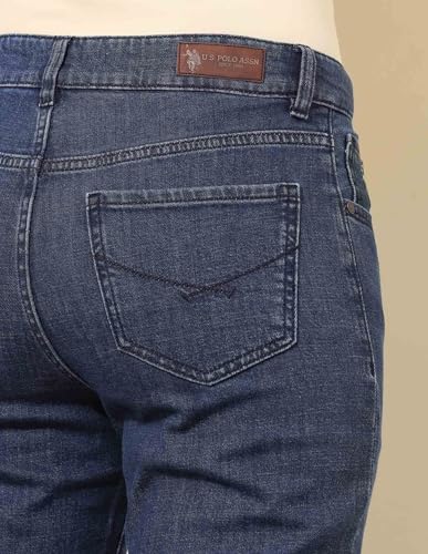 U.S. POLO ASSN. Women High Rise Straight Fit Jeans (UWAW24JEN282_Blue_36)