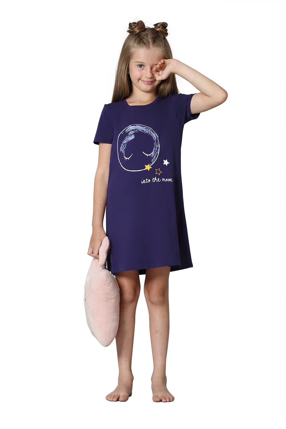 Van Heusen Girls T-Shirt Dress - Cotton Spandex - Short Sleeve, Round Neck, Short Sleeve_56403_Astral Aura_9-10 Years