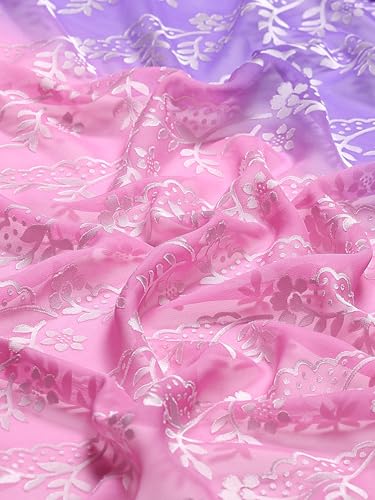Garden Vareli Women Viscose Brasso Floral Print Saree With Unstitched Blouse Piece 86634 - Purple