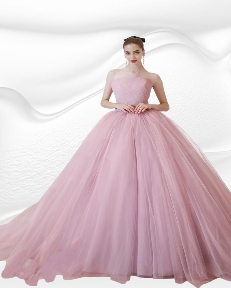 ThreadTexture Premium Flower Hand Embroidary Wedding Gown Light Pink