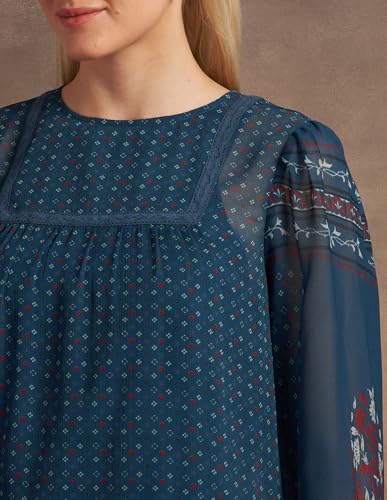 U.S. POLO ASSN. Boho Printed Crinkled Chiffon Top (UWAW24TOP212_Multi-Colour_L)