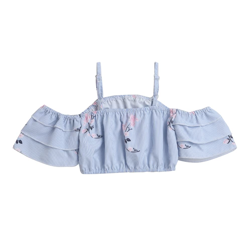 Hopscotch Girls Stripe Print BlouseShorts Set In Multi Color for Ages 2-3 Years