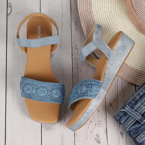 Mochi Women's Blue Back Strap closure Casual - Sandals with Flat sole UK/7 EU/40(33-1255)