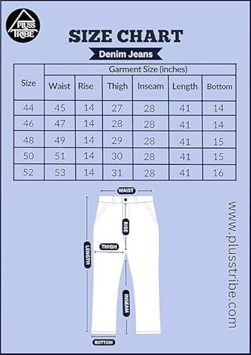 Pluss Tribe - Plus Size Jeans for Men - Relaxed Fit - Denim Jeans - Olive Raw - Size 52 - Ideal for Casual, Office