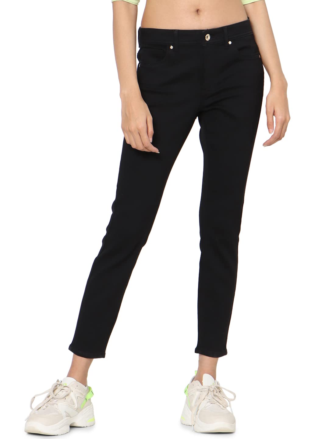 ONLY Women's Regular Jeans (15237272-Black Denim_Black S)