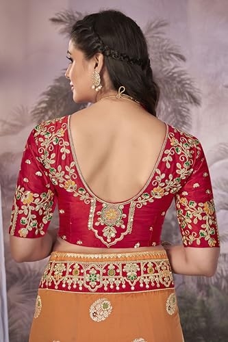 MANOHARI Women Banarasi Silk Woven Saree With Heavy Embroidery Blouse Piece_Mn1873, Mustard