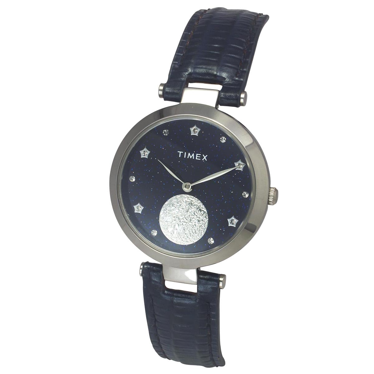 TIMEX Analog Watch for Women with Blue Round Dial & Blue Leather Strap Band Water Resistant Women's Wrist Watches - TWEL19202