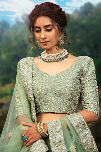 Prasheem Fashion Women's Net Lehenga Choli with Heavy Sequence Work and Dupatta Designer
