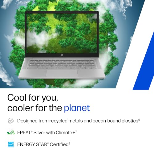 HP Chromebook 14, MediaTek Kompanio 540 (4GB LPDDR5, 128GB UFS) HD, Anti-Glare, Micro-Edge, 14''/35.6cm, ChromeOS, 100 GB Google One(1yr), Modern Gray,1.35kg, nm0004MU, HD Camera w/Shutter Laptop