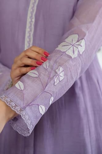 AVYUKTHA | Women Floral Embroidered Kurta with Pyjamas & Dupatta | Thread Work Ethnic Kurta Set for Women | Festive & Daily | Purple | Size- XL