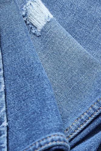 SNITCH Men Blue Jeans | Comfort Fit Mid Rise Straight Leg | Cotton Blend with Medium Stretch & Light Distressed Pattern | Casual & Street Wear for All Seasons