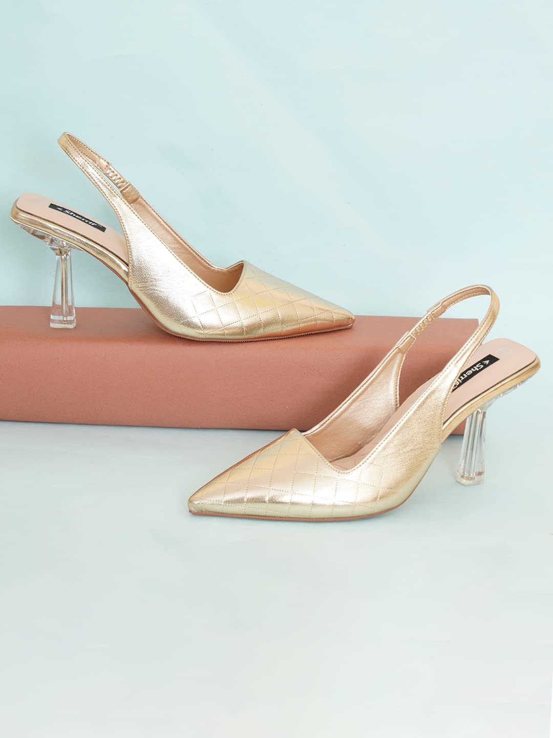 SHERRIF Women's Golden Stiletto Sandals (35 EU)