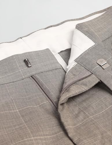 Arrow Men Tapered fit Polyester CheckedMid-Rise waistTrousers(ARAEOTR1648_Grey_34)