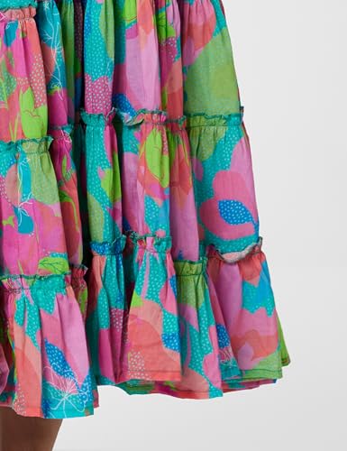 Biba Women Turquoise Cotton Floral Printed Tiered Dress_38