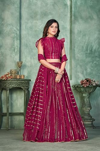 Warthy Ent Embroidery Work Georgette Fabric Lehenga Choli With Georgette Dupatta
