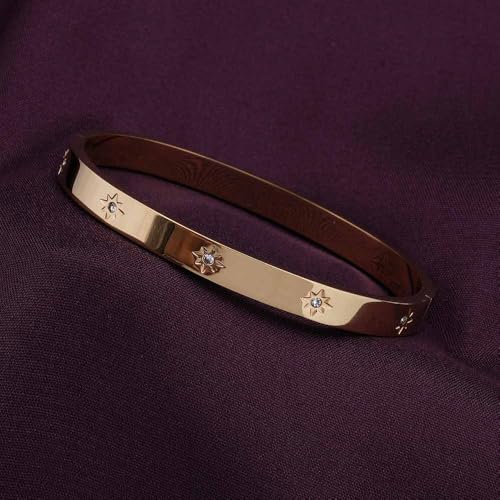 PALMONAS Floral Diamonds Bangle Bracelet for Women - Gift for Girls & Women | Waterproof & Anti-Tarnish Bangle Bracelet