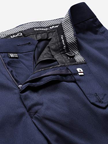 MANQ Men Navy Blue Solid Slim Fit Bandhgala Suit (Size:40)