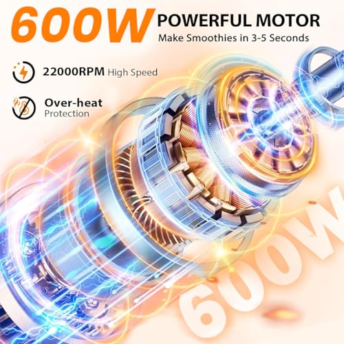 INALSA Blender Mixer Grinder|5 Jar & 600 W Copper Motor| Blenders for Smoothies and Juices| Smoothie Maker Blender|Nutri Blender |3 Blades Including Froth Blade|2Yr Warranty,Jazz 600