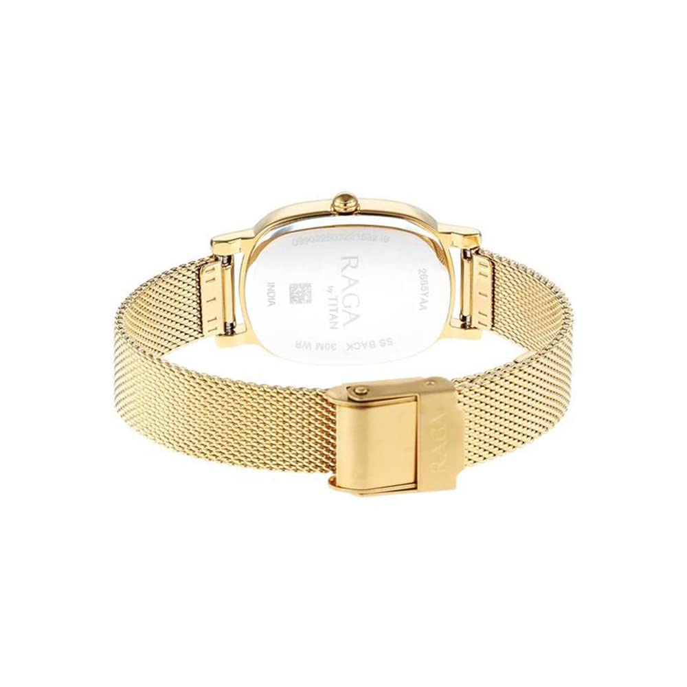 Titan Raga Viva Quartz Analog Champagne Dial Gold Stainless Steel Strap Watch for Women - NT2665YM01
