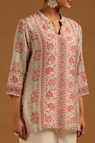 Soch Womens Beige Muslin Floral Tunic