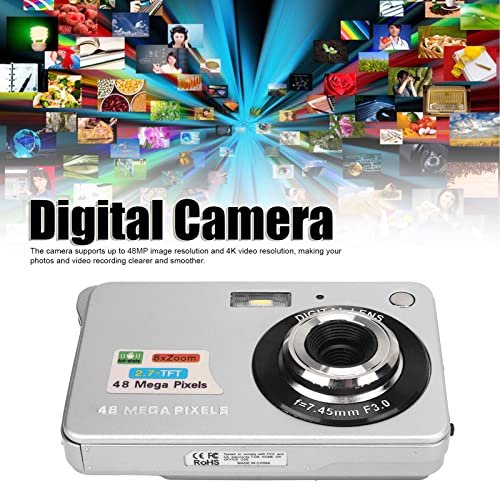Ubervia Point & Shoot Digital Cameras - Compact Camera 4K 48MP Digital Camera Silver