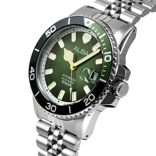 ALBA AU4047X1 Dark Olive Dial Watch, Men's Sporty Timepiece