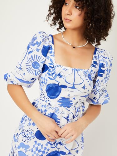 Max Women's Cotton Classic Midi Dress (MDDRS52004B_Blue