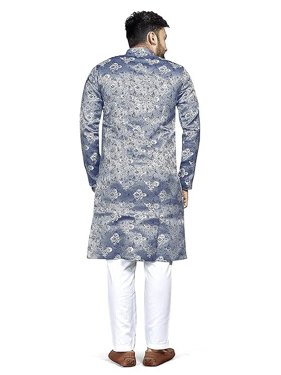 N.B.F Fashion Mens Ethnic Wear Wedding Indo Western Dreess Set (S, Blue)