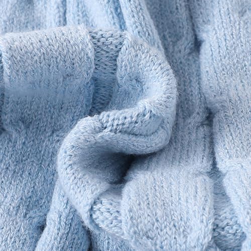 Hopscotch Girls Full Sleeves Blue 2-Pc Cable Knit Skirt Set (18-24 Months)