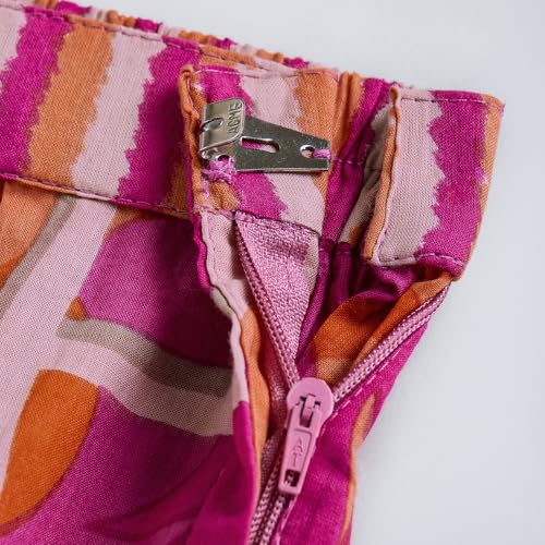 Hopscotch Girls Sleeveless Pink 3-Pc Abstract Cotton Pants Set For Ages (2-3 Years)