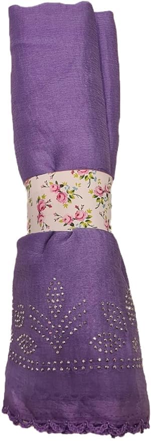 Zen Women's Chiffon Stone Work Dupatta (2.25 meters) (Lt Lavender)