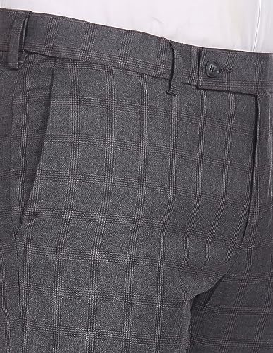 Arrow Checked Flat Front Formal Trousers Grey