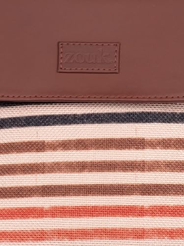 ZOUK Qutub Stripes Printed Women’s Jute Sling Bag | Handcrafted Vegan Leather Multicolor Flap Shoulder Bag