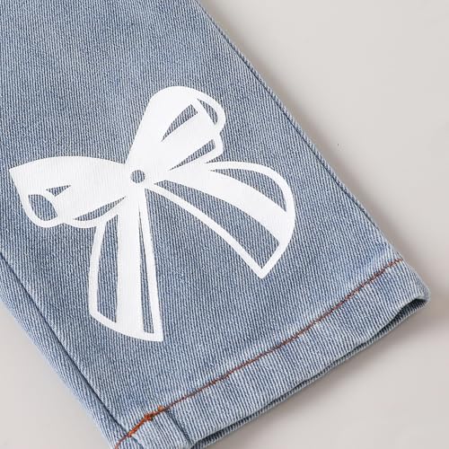 Hopscotch Girls Black Full Sleeves 2-Pc Bow Applique Jeans Set For Age (4-5 Years)