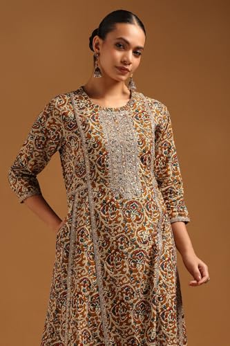 Soch Womens Mustard Cotton Paisley Print Dress