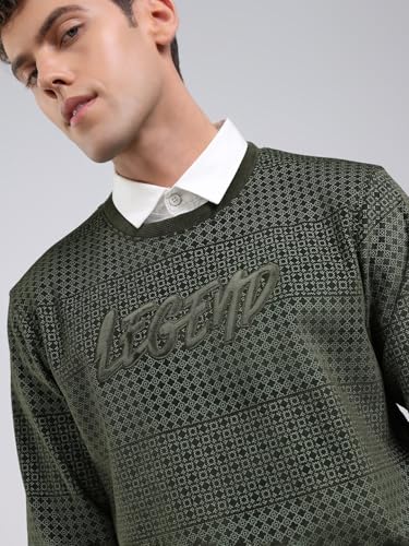 Monte Carlo Mens Regular Fit Printed Pull On Full Sleeve Winter Sweatshirt | Stylish Sweatshirt for Men |Comfortable Casual Winter Wear for Men's Olive XL (Pack of 1)