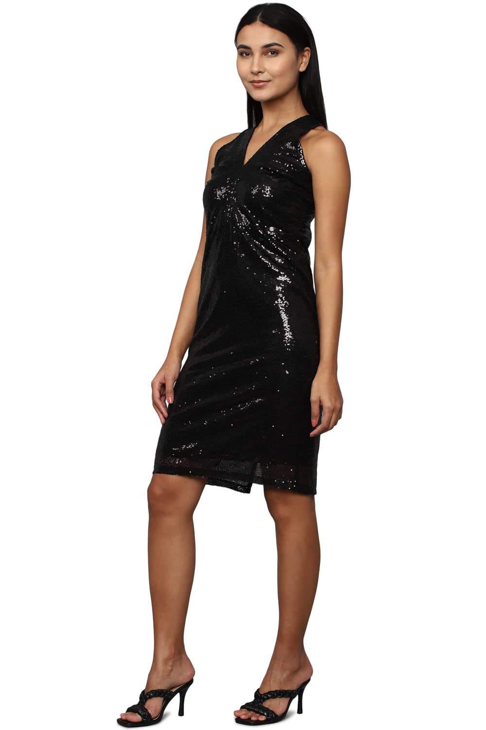 Allen Solly Women's Polyester Classic Above The Knee Dress (AHDRCRGFM60243_Black