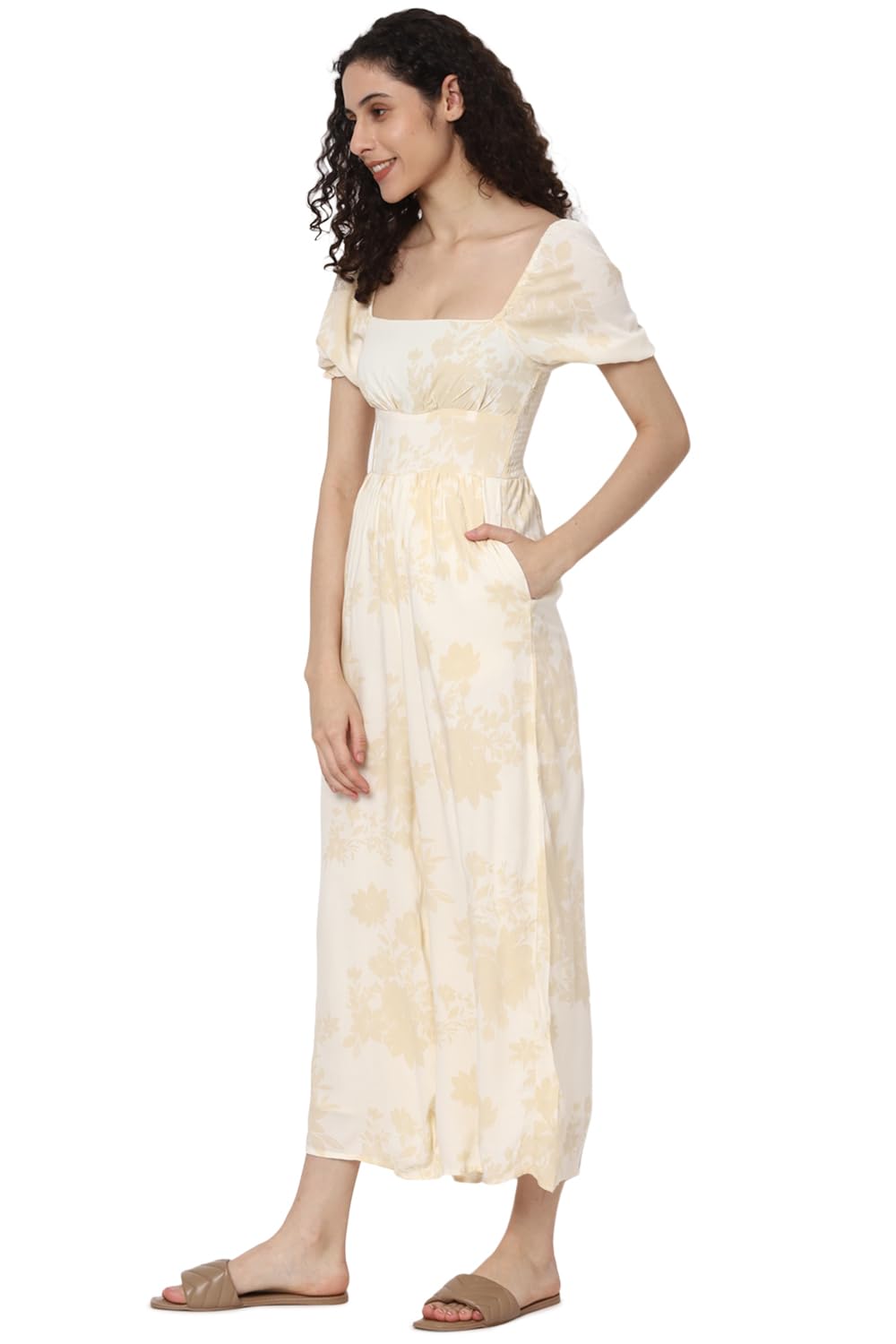 American Eagle Women's Viscose Modern Maxi Dress (WEC0397304106_Cream