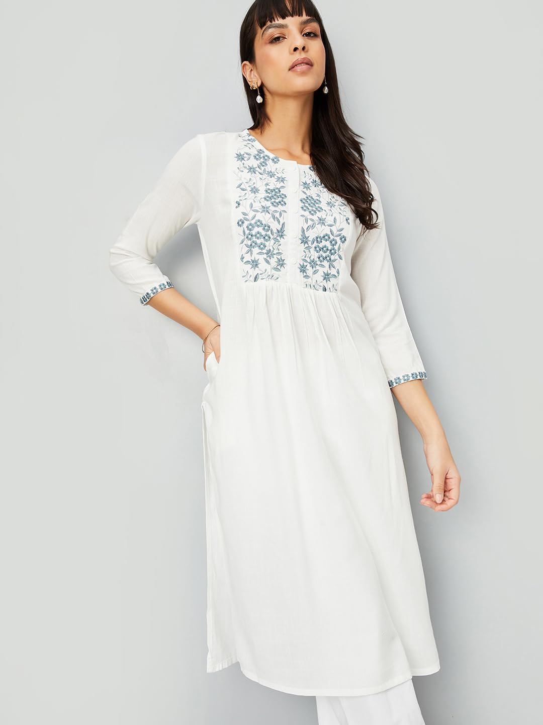 Max Women's Rayon Blend Regular Fit Kurta (VIEKSU24DA_Off White_XXL