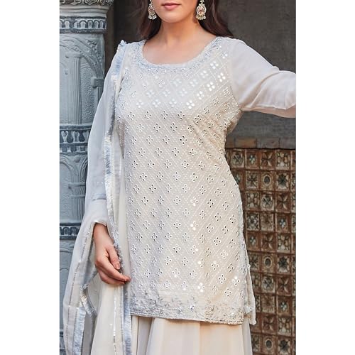 BIBA Women Cotton Blend Straight Embrodery Suit Set (SKDAAINA8900AW23OWHT_Off White