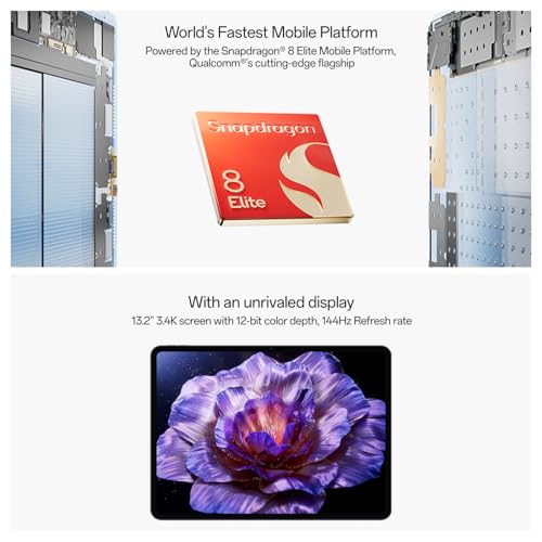 OnePlus Pad 3 World's Fastest Snapdragon 8 Elite Processor, 13.2" 3.4k Screen, 144Hz Adaptive Refresh Rate, 8 Speakers, OnePlus AI, 12140 mAh Battery, 16 GB RAM + 512 GB ROM WiFi, Storm Blue