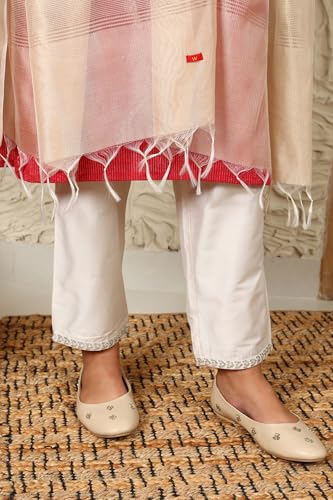 W for Woman Off-White Yarn-Dyed Festive Tissue Fabric Dupatta