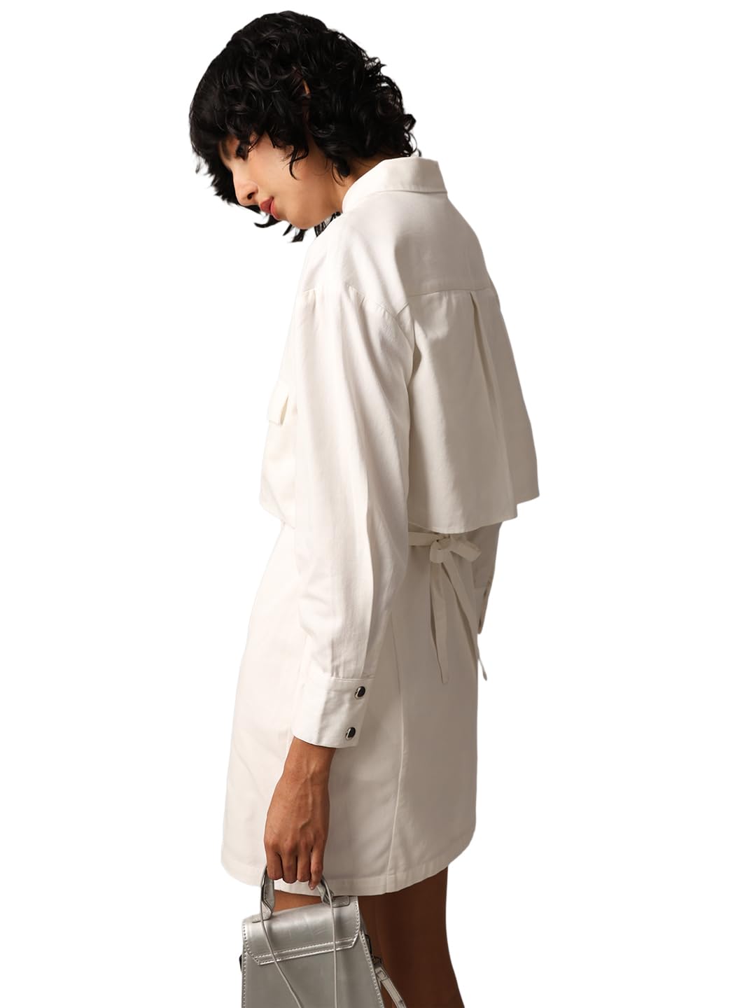 ONLY Women Solid Casual White Shirt Dress