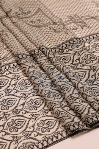 Soch Womens Cream Crepe Ethnic Motifs Salwar Suit With Stone Work